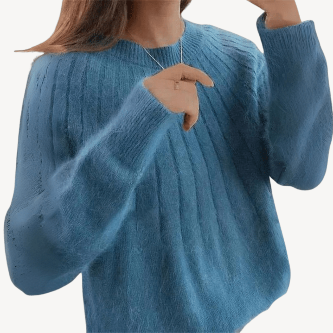 Ribbad tröja i mjukt material med normal passform | Edurano - Edurano