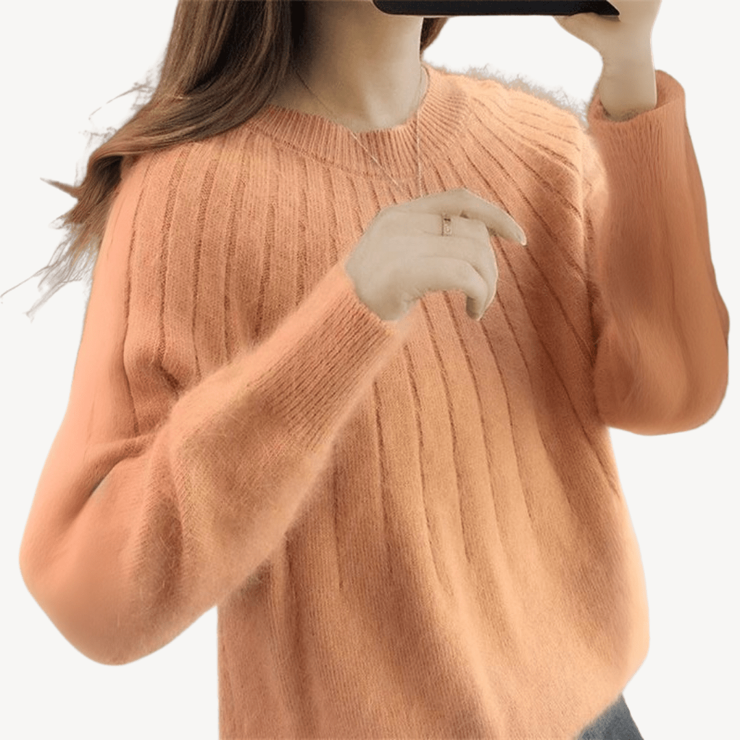 Ribbad tröja i mjukt material med normal passform | Edurano - Edurano