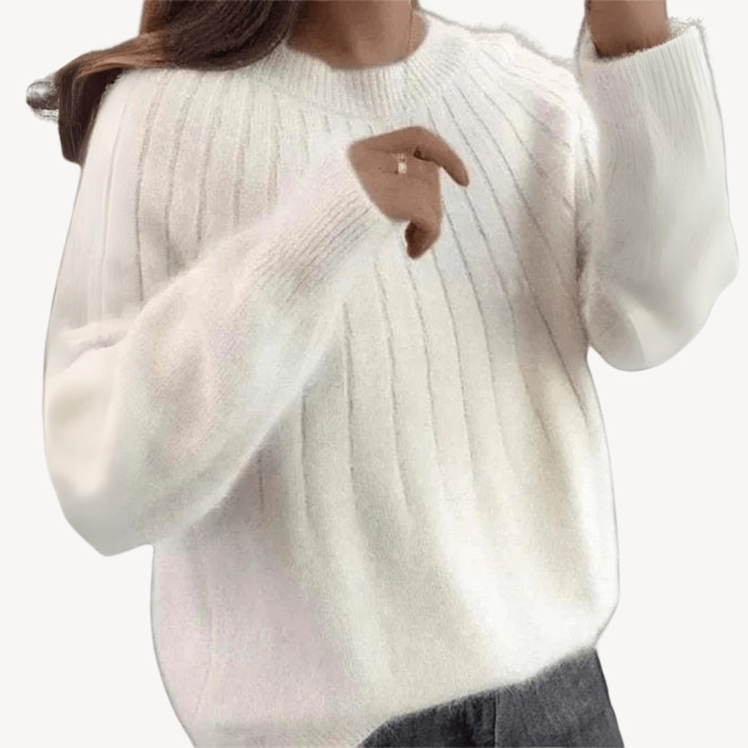 Ribbad tröja i mjukt material med normal passform | Edurano - Edurano