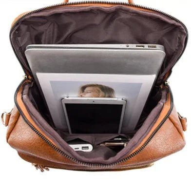 Ryggsäck i veganskt läder med praktiska fack | Edurano - Edurano