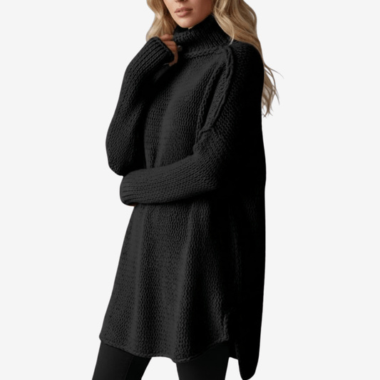 Stickad polotröja i mjukt material med avslappnad passform | Edurano - Edurano