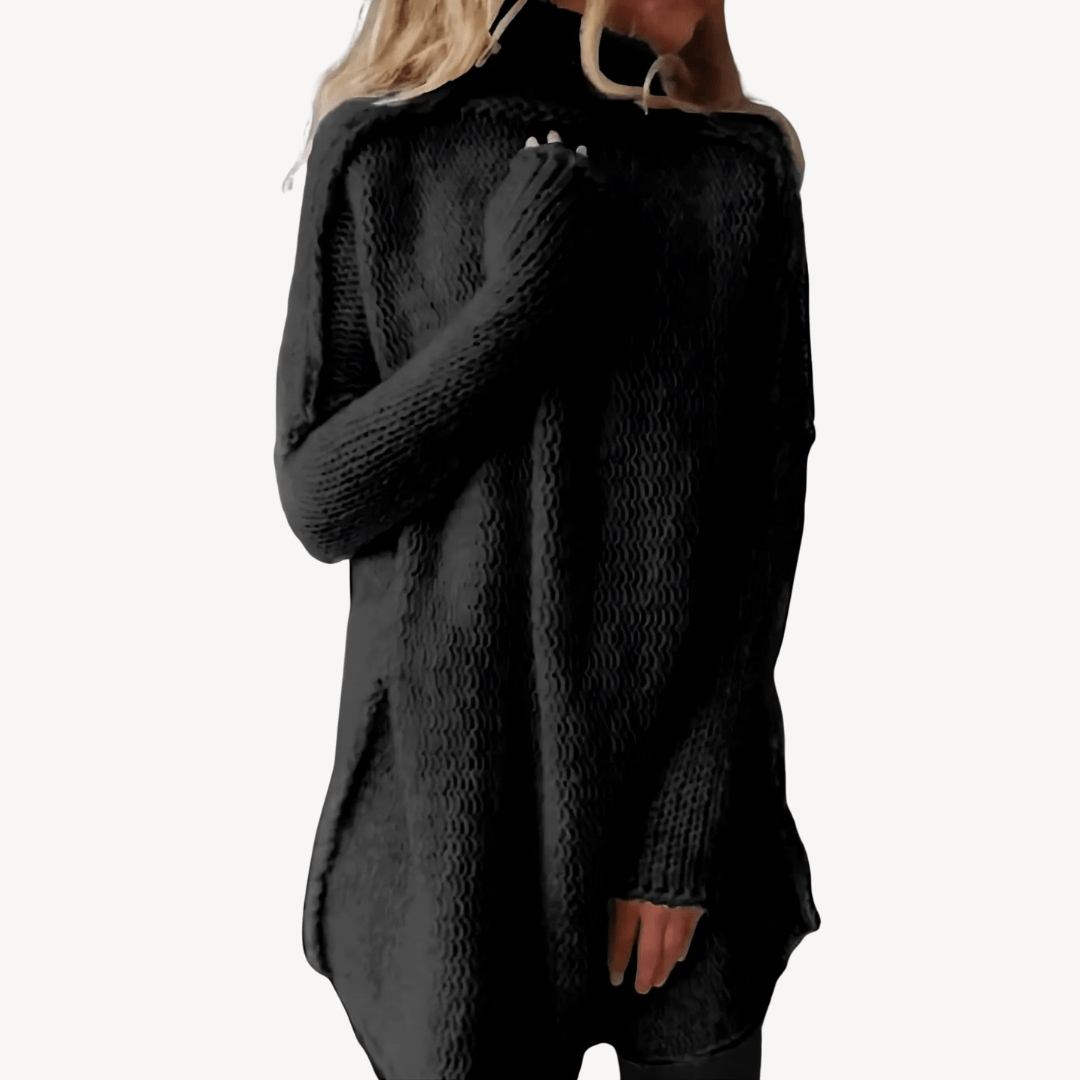 Stickad polotröja i mjukt material med avslappnad passform | Edurano - Edurano