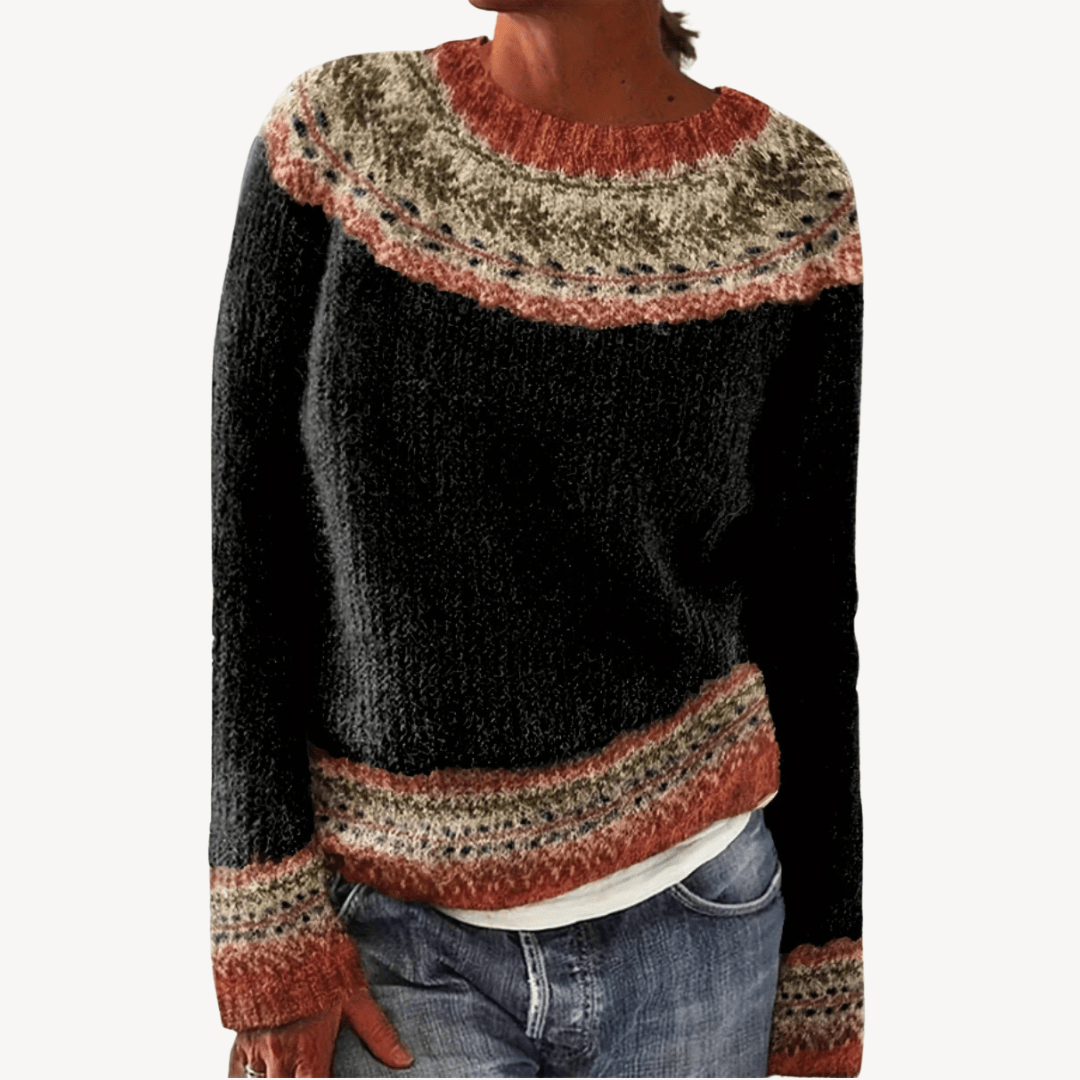 Stickad tröja med blommigt broderi i mjukt material | Edurano - Edurano