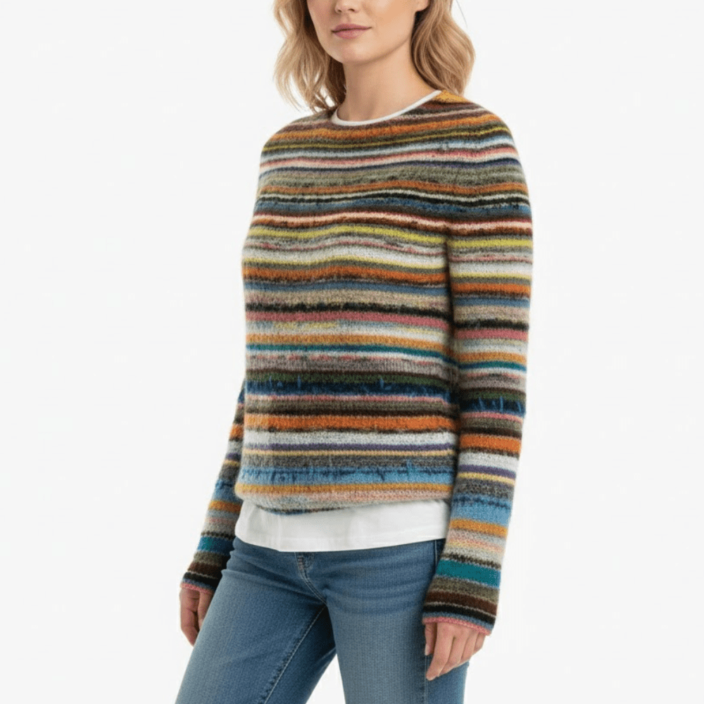 Stickad tröja med blommigt broderi i mjukt material | Edurano - Edurano