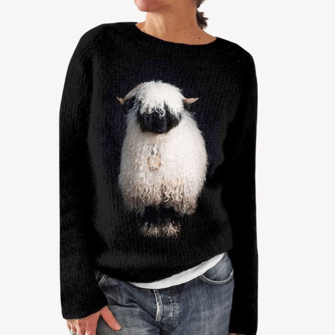 Stickad tröja med blommigt broderi i mjukt material | Edurano - Edurano