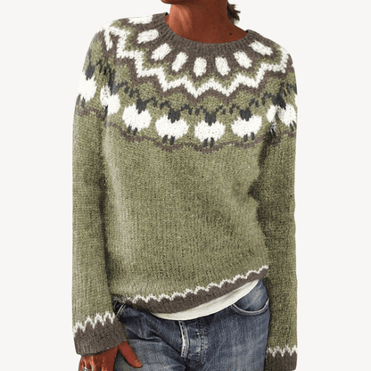 Stickad tröja med blommigt broderi i mjukt material | Edurano - Edurano