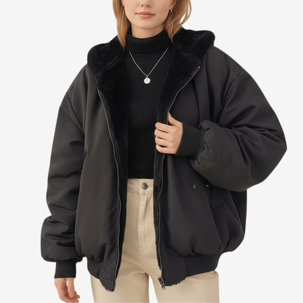 Vändbar vinterjacka i tjock och mjuk modell för kvinnor | Edurano - Edurano