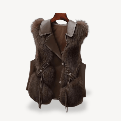 Väst i konstläder med fuskpälsfoder | Edurano - Edurano