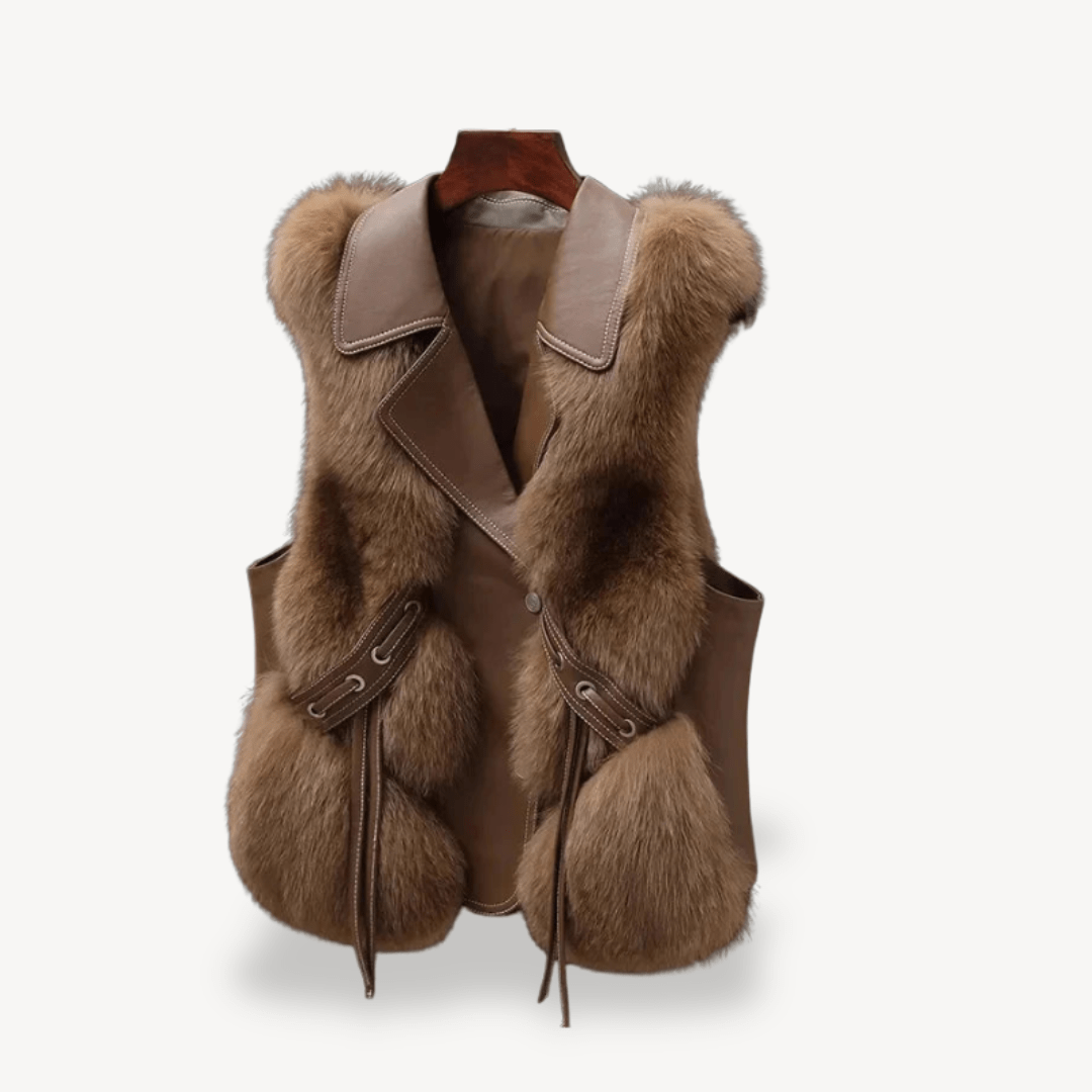 Väst i konstläder med fuskpälsfoder | Edurano - Edurano