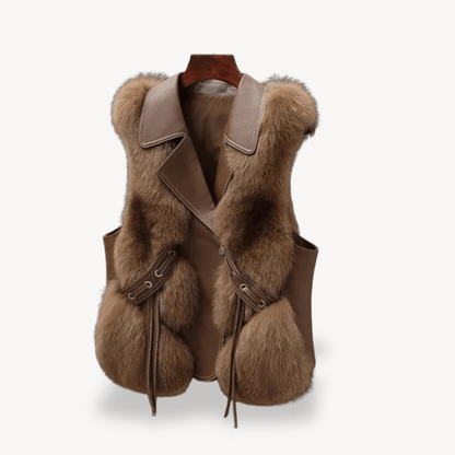 Väst i konstläder med fuskpälsfoder | Edurano - Edurano