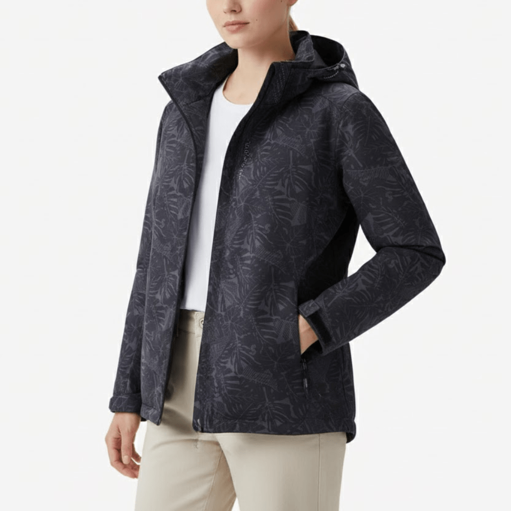 Vattentät jacka med bladmönster för kvinnor | Edurano - Edurano