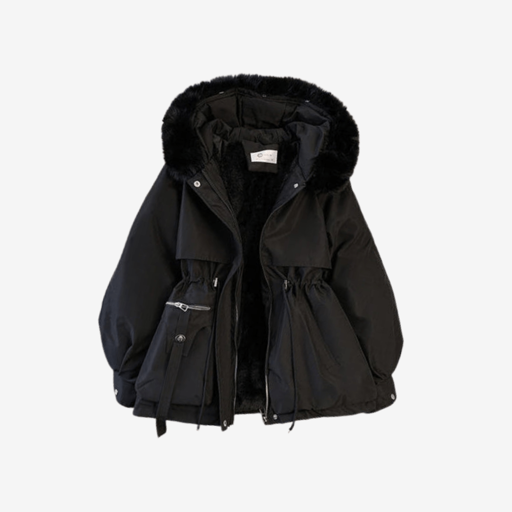 Vinterkappa i ullblandning med fuskpälskrage för kvinnor | Edurano - Edurano