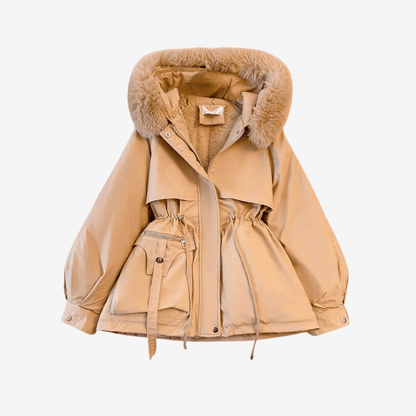 Vinterkappa i ullblandning med fuskpälskrage för kvinnor | Edurano - Edurano