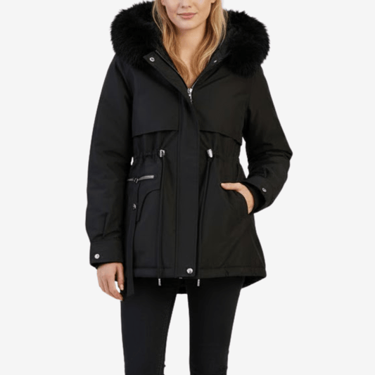 Vinterkappa i ullblandning med fuskpälskrage för kvinnor | Edurano - Edurano