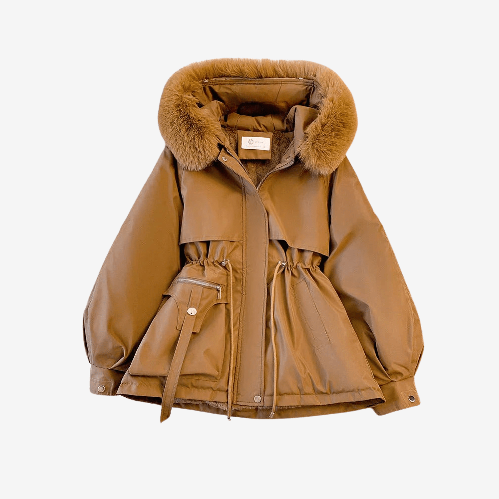 Vinterkappa i ullblandning med fuskpälskrage för kvinnor | Edurano - Edurano